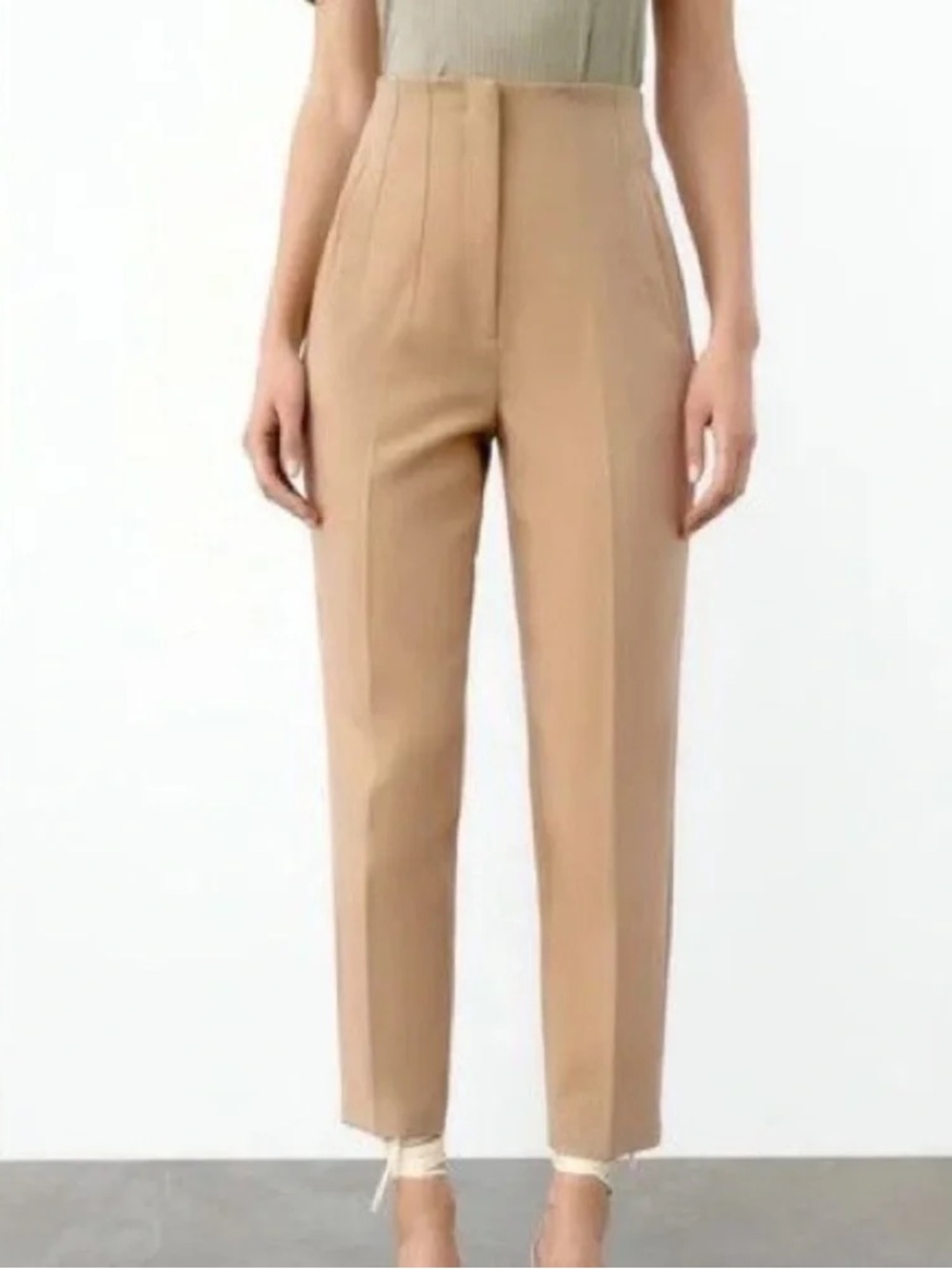 Zara Tailored Straight Leg Pants in Camel Tan